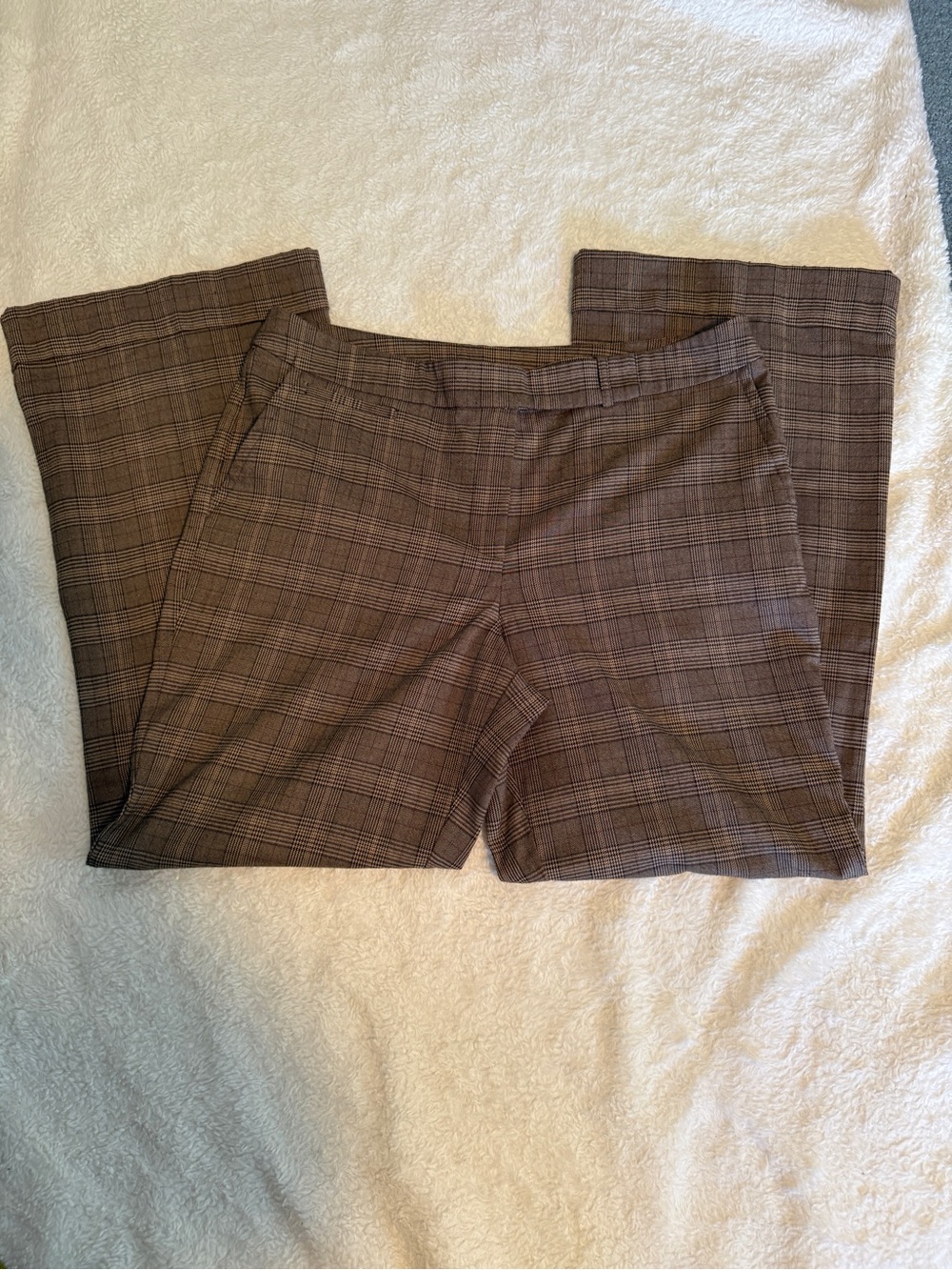 New York & Company Brown Plaid Wide Leg Pants